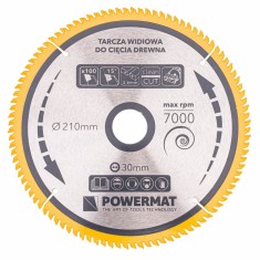 Disc circular pentru lemn TDD-210x30mm 100 dinti, Powermat PM0891 foto