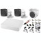 Kit 3 camere supraveghere 2MP Turbo HD cu microfon HikVision + DVR 4 canale Over Coaxial + Surse + Cablu + Mufe + HDD 500GB