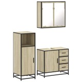 Cumpara ieftin Set mobilier de baie, 3 piese, stejar sonoma, lemn prelucrat