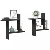 VidaXL Rafturi de perete, 2 buc., negru, 50x12x50 cm, lemn prelucrat 853255
