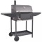 Gossi gratar barbecue cu carbuni, afumatoare si raft jos, negru