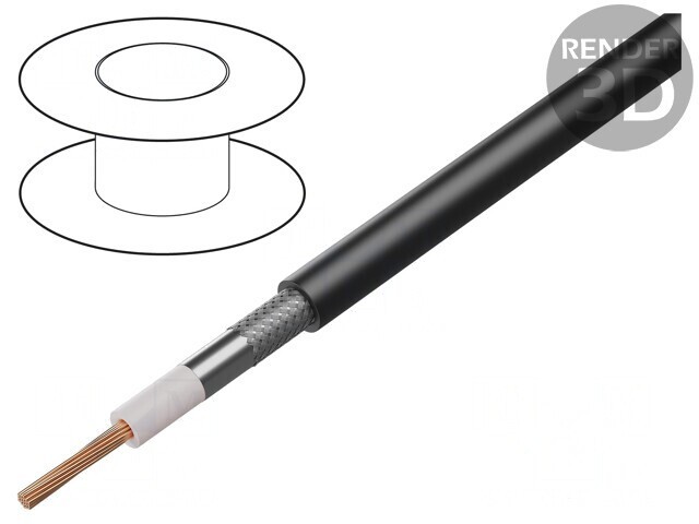 Cablu Coaxial Negru HF195FX 5mm CPR Eca