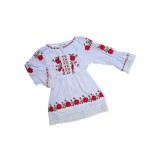 Cumpara ieftin Rochita tradittionala fete - cu motive traditionale rosii si verzi - GBY106