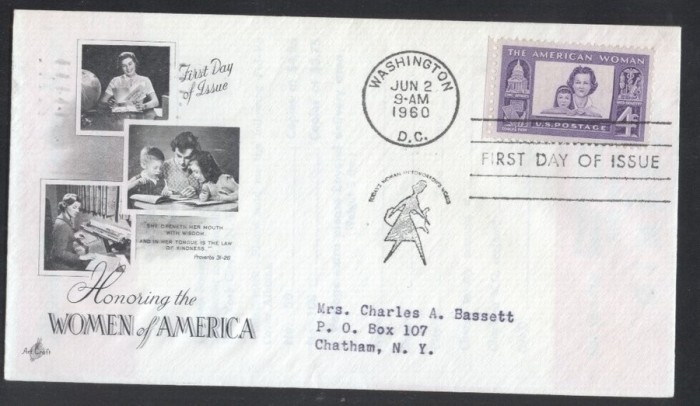 United States 1960 The American Woman FDC K.584