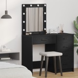 vidaXL Masa de toaletă cu lumini LED, stejar negru, 50x41x135 cm