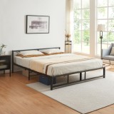 Pat metalic Meran 200x180cm otel negru [en.casa] HausGarden Leisure