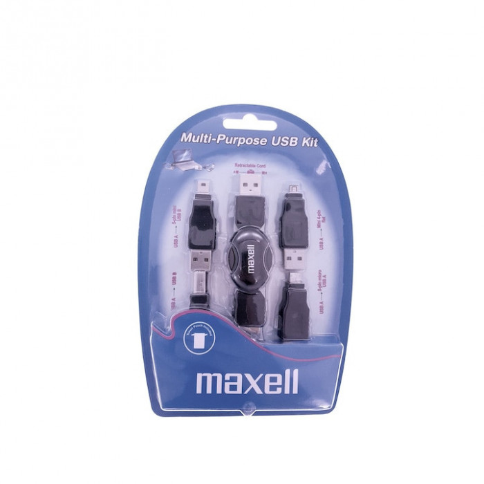 Kit USB Maxell cu cablu retractabil+4 adaptoare - 303458.00.CN