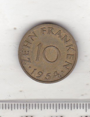 bnk mnd Saarland 10 franci 1954 foto