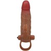Manson Extensie Penis Realist, cu Vene Proeminente, 10 Moduri de Vibratie, Inel Testicule, Stimulare Clitoris, Material Sigur, Fara BPA, Rezistent la