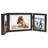 VidaXL Ramă foto triplă, colaj, maro &icirc;nchis, 28x18 cm+2x(13x18 cm)