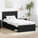 Cumpara ieftin Cadru de pat cu headboard Negru 100 x 200 cm Lemn de pin masiv