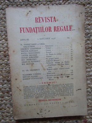 Revista Fundatiilor Regale - Anul III 1 IANUARIE 1936 Nr. 1 foto