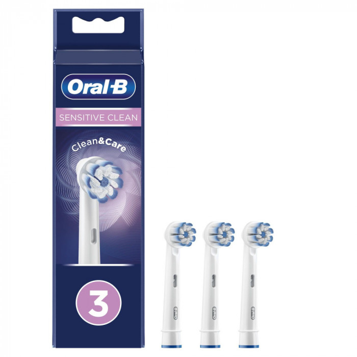 Set 3 rezerve periuta de dinti electrica Braun Oral-B Sensitive Clean, Clean&amp;Care, 80338478