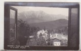 bnk cp Predeal - Vedere spre Bucegi de la hotelul Cioplea - uzata