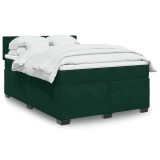 vidaXL Pat box spring cu saltea, verde &icirc;nchis, 160x200 cm, catifea 3288669