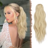 Păr sintetic extensie clip-on cu coadă de cal ondulată 50cm &ndash; Blond cenușiu decolorat