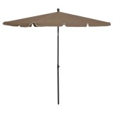 Umbrelă de grădină cu st&acirc;lp, gri taupe, 210x140 cm