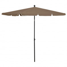 vidaXL Umbrelă de grădină cu stâlp, gri taupe, 210x140 cm