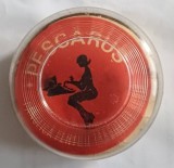 GE - Cutie din plastic dur &quot;PESCARUS Panglica pentru Masini de Scris&quot; comunism Romania / rola continuta este utilizata / articol RAR