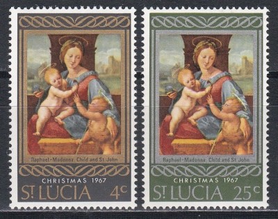 St. Lucia 1967 - Crăciun - Picturi de Raphael, MNH foto