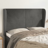VidaXL Tăblie de pat cu aripioare gri &icirc;nchis 147x23x118/128 cm catifea 3117725