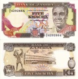 ZAMBIA 5 kwacha 1989 UNC!!!