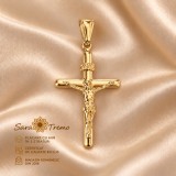 Pandantiv Crucifix INRI cu Iisus , 3 cm, placat cu aur 18K Brazilia