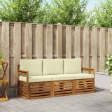 vidaXL Seturi de canapele 3 pcs Natural și Crem Lemn Solid de Acacia 3374275