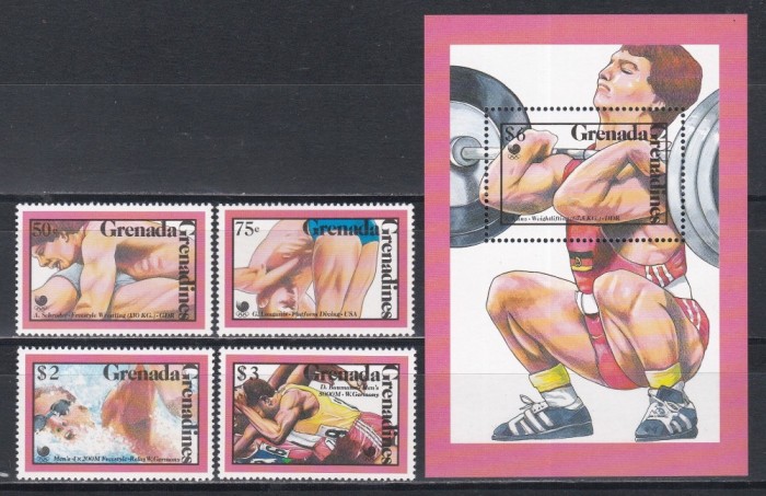 Grenada Grenadine 1989 - C&acirc;știgătorii Medaliilor Olimpice de la Seul, Serie scurta + Colita, MNH