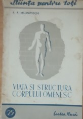 Viata si structura corpului omenesc - A. A. Malinovschi, 1948 Cartea rusa