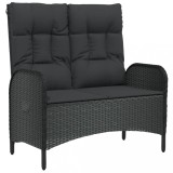 Cumpara ieftin Banca de gradina rabatabila cu perne, negru, 107 cm, poliratan
