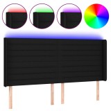 Cumpara ieftin Tablie de pat cu LED, negru, 163x16x118/128 cm, textil