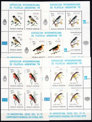 DB1 Fauna Pasari Argentina CM Fotbal 1978 5 MS x4 MNH foto