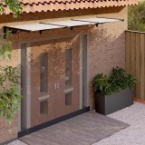 Cumpara ieftin Copertină de ușă, negru și transparent 358,5x90 cm policarbonat