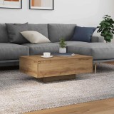 VidaXL Măsuță de cafea cu LED-uri, stejar artizanal, 85x55x31 cm