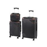 Set 3 Valize Leziter TraveLux Urban XVI ABS, Negru, Roti 360, Trusa Toaleta, Bagaj de Calatorie
