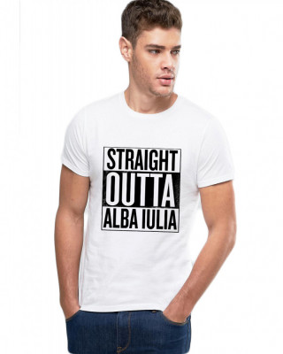 Tricou alb barbati - Straight Outta Alba Iulia - M foto