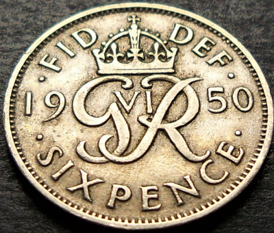 Moneda istorica 6 (SIX) PENCE - Marea Britanie / ANGLIA, anul 1950 * cod 2360 foto