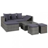 VidaXL Set mobilier de grădină cu perne, 4 piese, gri, poliratan