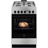 Aragaz Electrolux LKG504012X, Gaz, 4 arzatoare, Aprindere integrata plita si cuptor, Siguranta plita si cuptor, Autocuratare catalitica, Grill electri