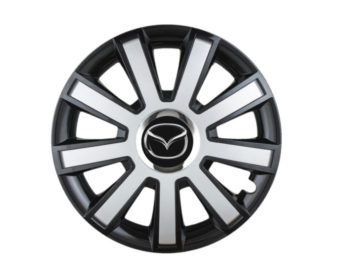 Set 4 capace roti Flash Gri-Negru R16 pentru gama auto Mazda