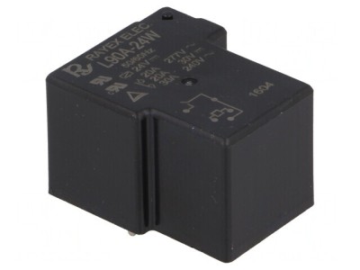 Releu electromagnetic SPDT 24VDC 30A pentru PCB foto