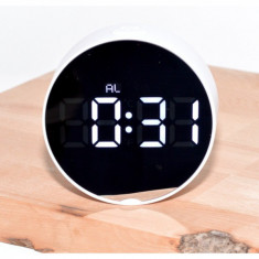 Ceas Oglinda Digital de Birou Afisaj LED la USB DT6505 Alb Intens 13B020 XXM foto