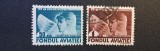 Rom&acirc;nia Regat "Fondul Aviației / Cap cu Aripi" (1928&ndash;1930) - (50b Albastru-Verzuie, 1L Maro-Cafeniu, Dintelate, Ștampilat / Neștampilat) RO1