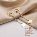 Cercei lungi Aurea Lumiere cu banuti aurii si pietre transparente, placati cu aur 18K, 6 cm Brazilia