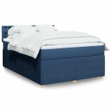VidaXL Pat continental cu saltea, albastru, 140x200cm, material textil