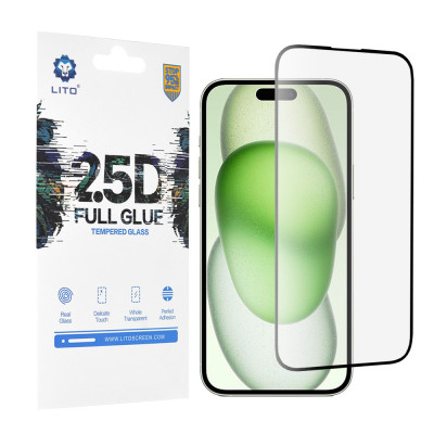 Folie pentru iPhone 15 Plus, Lito 2.5D FullGlue Glass, Black foto