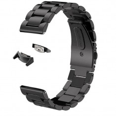 Curea din metal, adaptoare compatibile Samsung Gear S2 Sport, Black foto