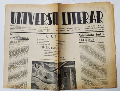 UNIVERSUL LITERAR , SAPTAMANAL , ANUL XLIX , NR. 52 , SAMBATA , 21 DECEMBRIE , 1940 foto