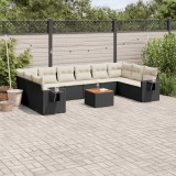 Gossi set canapele de gradina cu perne, 11 piese, negru, poliratan